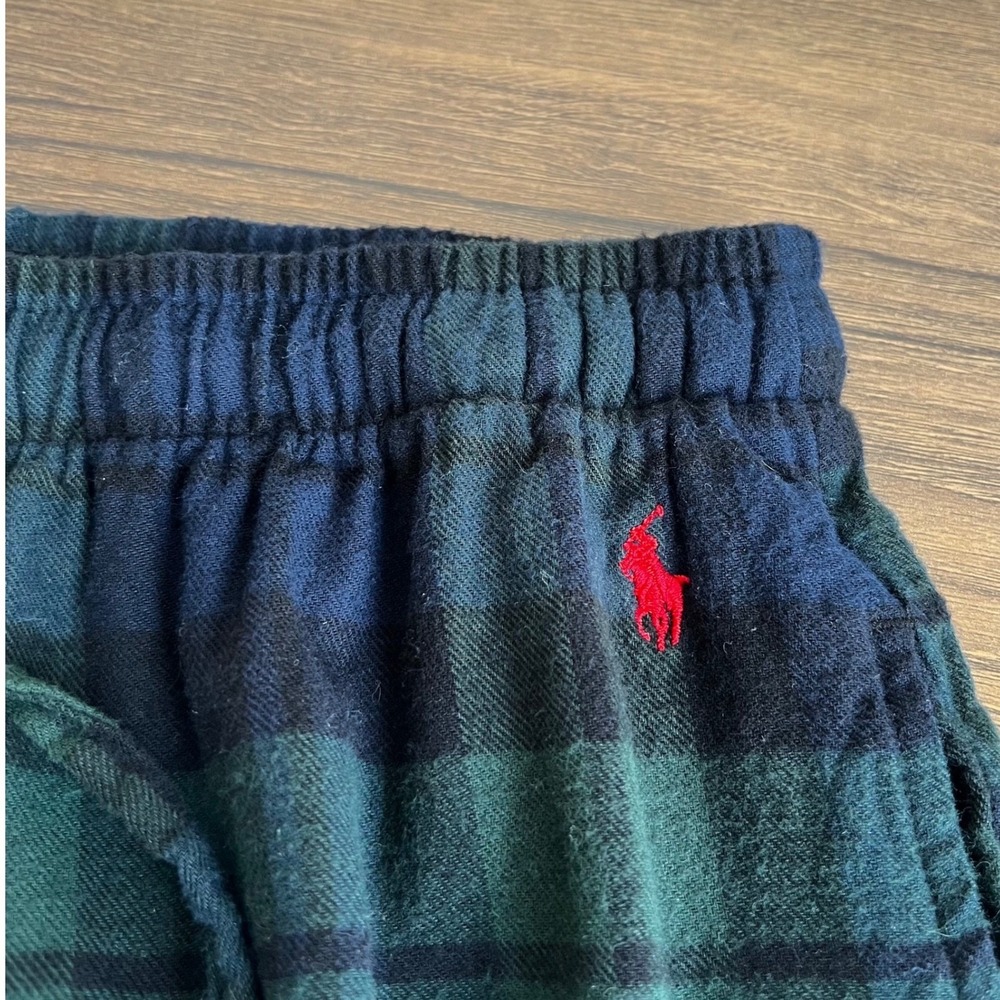 Polo Ralph Lauren Mens‎ Black Watch Plaid Flannel Pajama Pants Navy Green Large - Picture 5 of 15
